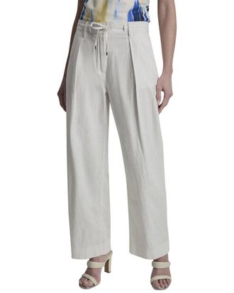 DKNY Stripe Pleated Wide Leg Linen-Blend Pant