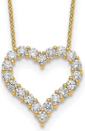 Diamond2Deal 14k Gold 1 1/2 Ct Lab Grown Diamond Open Heart Pendant Necklace 18 Clarity VS, Color D-E