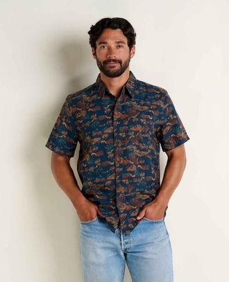 Toad & Co Fletch Short Sleeve Shirt in Midnight Print at Nordstrom, Size Xx-Large