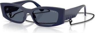 Vogue Eyewear Rechthoekige Zonnebril - Dames - Zonnebrillen - Blauw - 53 MM - Nylon - Accessoires