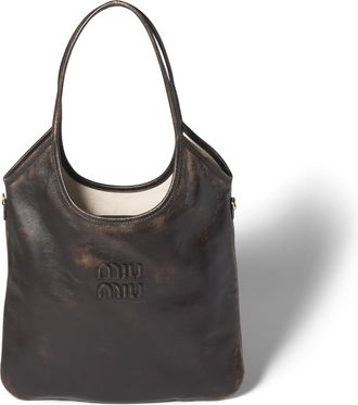 Miu Miu Ivy Leather Bag, Woman, Coffee