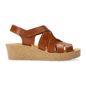 Mephisto Bruin leren sandaal voor dames - Extra breed - Dames - Sleehakken - Bruin - 36 EU - Leer - Schoenen