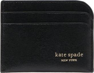 Kate Spade New York devin saffiano leather card holder in Black at Nordstrom