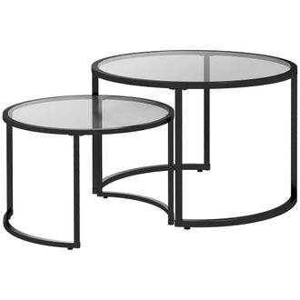 HOMCOM Mesas de caf&eacute; 70x70x47.5 cm negro y transparente