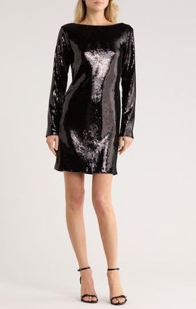 BOSS Emaxa Sequin Long Sleeve Minidress in Black at Nordstrom Rack, Size X-Small