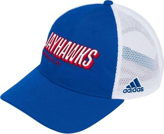 adidas Mens adidas Royal Kansas Jayhawks Mascot Block Letter Slouch Trucker Adjustable Hat at Nordstrom
