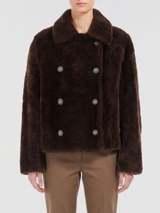 Brunello Cucinelli Cappotto corto doppiopetto in shearling con collo classico
