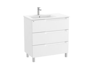 Roca Roca - Pack Unik Mueble De 3 Cajones + Lavabo A La Izquierda Aleyda Color: Blanco Mate - Medidas: 805x460x740 Mm