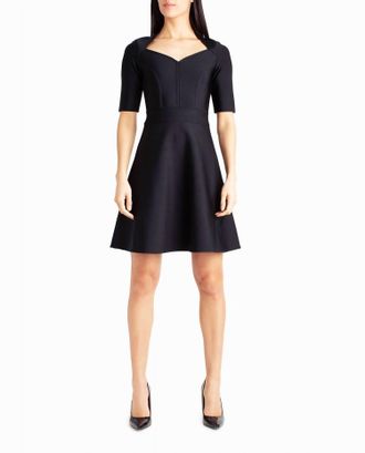 Nicole Miller Alice Short Sleeve A-Line Dress In Very Black
