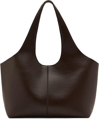 Mango Large Faux Leather Shopper Tote in Chocolate at Nordstrom