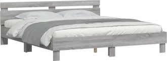 vidaXL Bed Frame with led without Mattress Grey Sonoma 160x200 cm Vidaxl