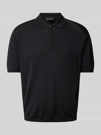 Emporio Armani Regular Fit Poloshirt mit Seiden-Anteil in Black, Gr&ouml;&szlig;e XXL