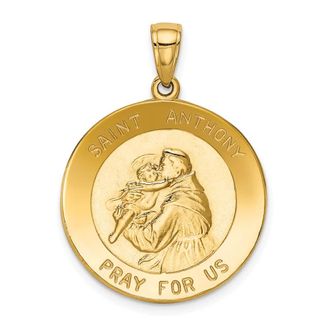 Diamond2Deal 14k Yellow Gold Polished Solid Saint Anthony Large Round Medal Pendant