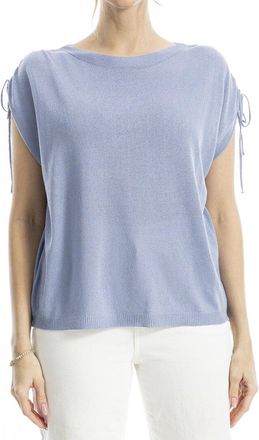 Max Studio Drawstring Sleeve Linen-Blend Top