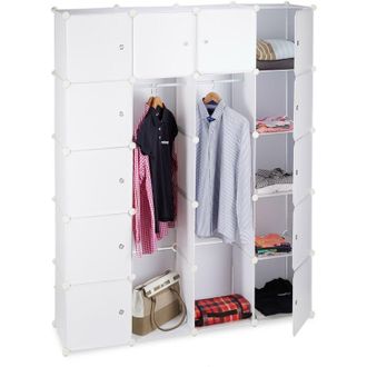 Relaxdays Relaxdays - Armario Modular Con 14 Compartimentos Y 2 Barras, Pl&aacute;stico, Blanco, 180 X 145 X 36.5 Cm