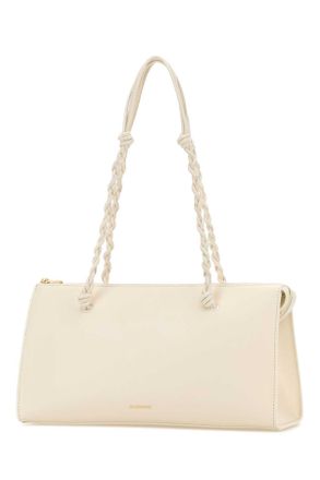 Jil Sander Womens Ivory Leather Tangle Tent Shoulder Bag 106 Borse A Mano