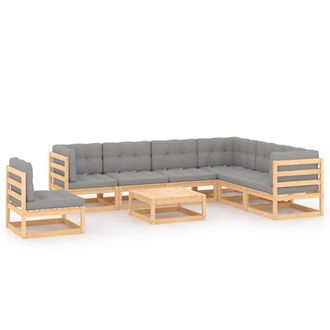 vidaXL Muebles De Jard&iacute;n 8 Pzas Y Cojines Madera Maciza Pino Vidaxl