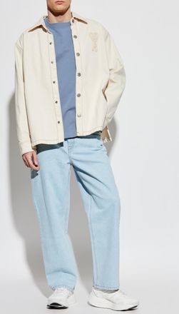 Maison Kitsuné Straight Leg Jeans, Mens, Light Blue