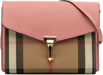 Burberry 2000-2017 Small Leather and House Check Canvas Derby Macken crossbody bag - Brown