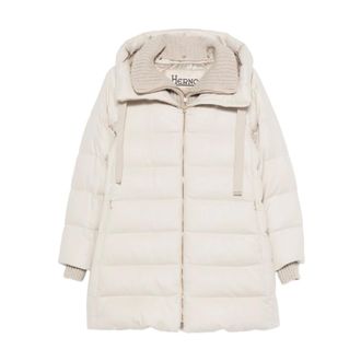 Herno Jassen, Dames, Beige, M, Poeder Midi Cappuccio Jas