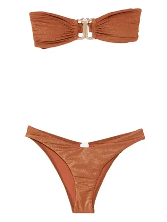 Zimmermann Daylight Metallic bikini - women - Polyamide/Elastane/Metallised Fibres/Recycled Nylon/Elastane - 1 - Brown