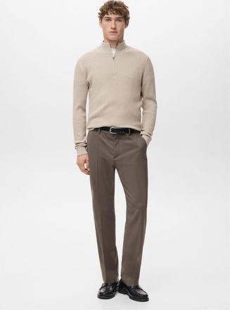 Mango Pullover coste collo zip beige - Uomo - XXL - MANGO MAN