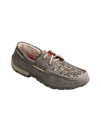 Twisted X Boots Womens Driving Moc Boat Shoe In Grey
