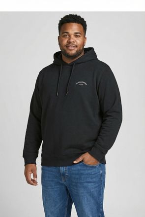 Jack & Jones Plus Size Kapuzensweatshirt JJCOLLEGE LOGO SWEAT HOOD PLS, Herren, Gr. 4XL, schwarz, Sweatware, Obermaterial: 80% Baumwolle, 20% Polyester, JACK & JONES PLUSSIZ