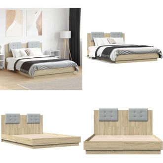 vidaXL Giroletto Testiera Rovere Sonoma 120x190 cm Legno Multistrato - Letto con testiera - Letto in legno