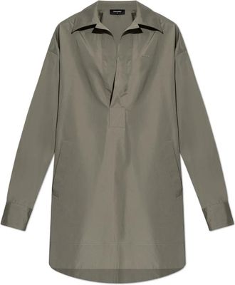 Dsquared2 V-hals Jurk - Dames - Korte kleedjes - Grijs - S - Katoen - Kleedjes