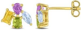 Delmar Amethyst, Blue Topaz, Peridot & Yellow Sapphire Cluster Stud Earrings in Gold Multi at Nordstrom Rack