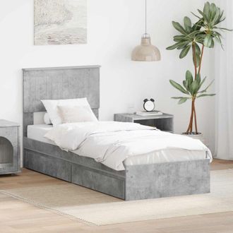 vidaXL Estructura De Cama Con Caj&oacute;n Roble Ahumado Y Plata 75 X 190 Cm