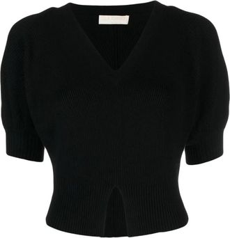 Ulla Johnson Elegante Zwarte Wollen Blouse - Dames - Blouses - Zwart - XL - Wol - Overhemden
