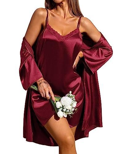 Ekouaer femmes robe de chambre et chemise de nuit ensemble