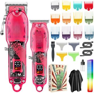 OEM Cortapelos El&eacute;ctrico Inal&aacute;mbrico, Kit De Corte De Pelo Para Hombre Con 16 Peines Gu&iacute;a, Capa De Corte Y Peine Para Uso En Barber&iacute;as Y En Casa