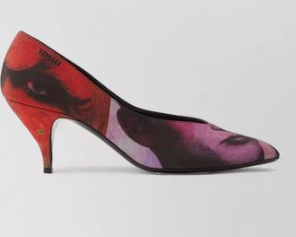 Versace pumps face print pointed toe kitten heel