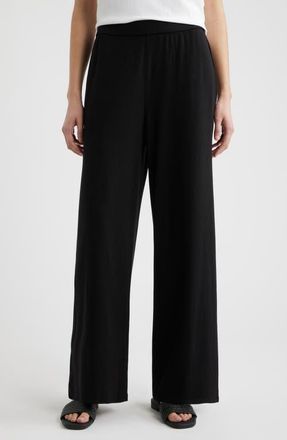 Eileen Fisher Rib Wide Leg Pants in Black at Nordstrom, Size X-Small