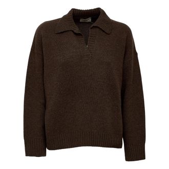 Max Mara Open Polo V-neck Breiwerk - Dames - V-hals truien - Bruin - M - Wol - Truien & Vesten
