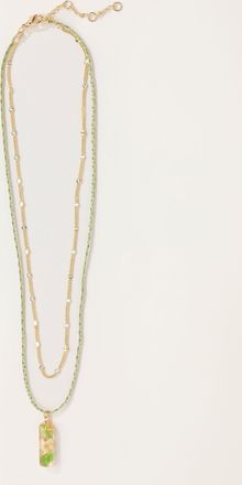 Fat Face FatFace Green Resin Flower Necklace