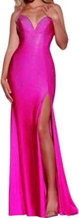 Jovani High Slit Mermaid Prom Dress In Pink