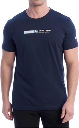 La Martina Heren T-shirt met korte mouwen - Heren - T-shirts - Blauw - XL - Katoen - Tops