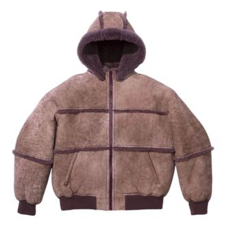 SUPREME x MM6 Maison Margiela Hooded Shearling Bomber Jacket Purple SUP-SS26-107-PUR