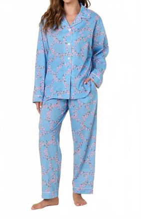 The Cats Pajamas Skyblush Garland Long Sleeve Pajama In Blue