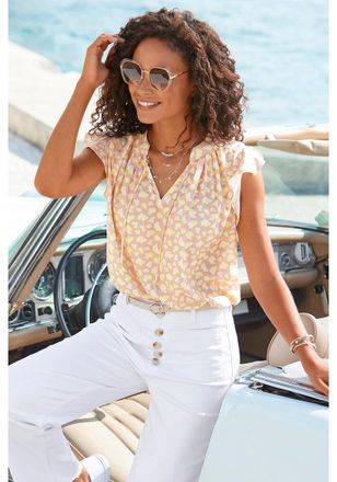 Lascana Womens Flutter Sleeve V-Neck Blouse