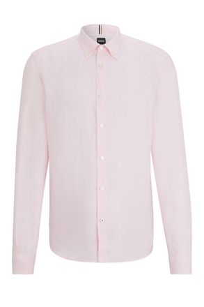 HUGO BOSS Mens S-liam-s-bd-c1-242 Long Sleeved Shirt Light Pastel Pink - Size X-Large