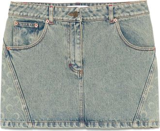 Marine Serre Moon Laser denim mini skirt - Blue