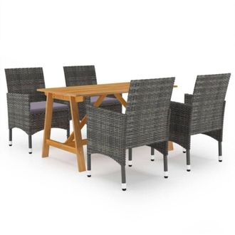 vidaXL Juego De Comedor Para Jard&iacute;n De 5 Piezas Gris Vidaxl