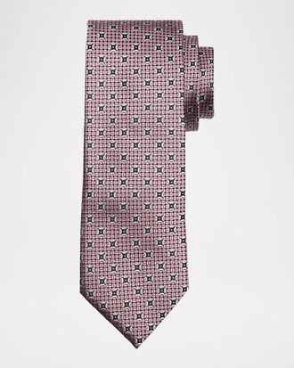 Ermenegildo Zegna Mens Woven Medallion Silk Tie