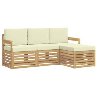 vidaXL Conjunto De Sof&aacute;s De Exterior 4 Pcs Blanco Y Crema Vidaxl