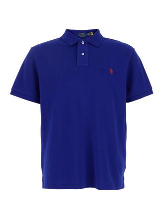 Polo Ralph Lauren Regular Fit Blue Polo Shirt With Pony Detail On The Front In Cotton Piquet Man